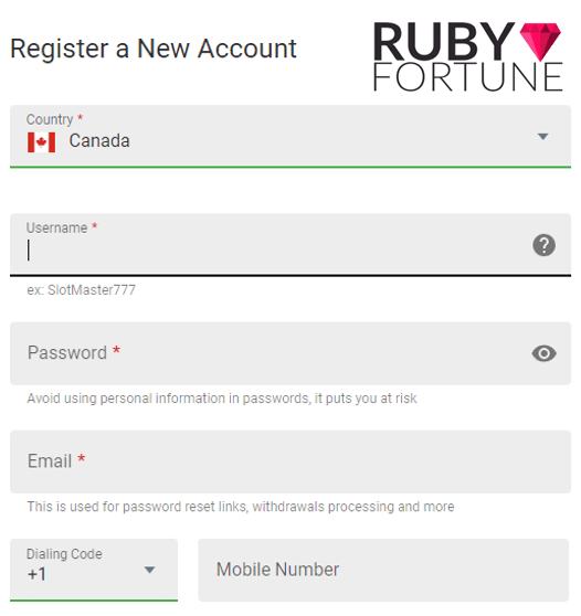 ruby fortune casino login